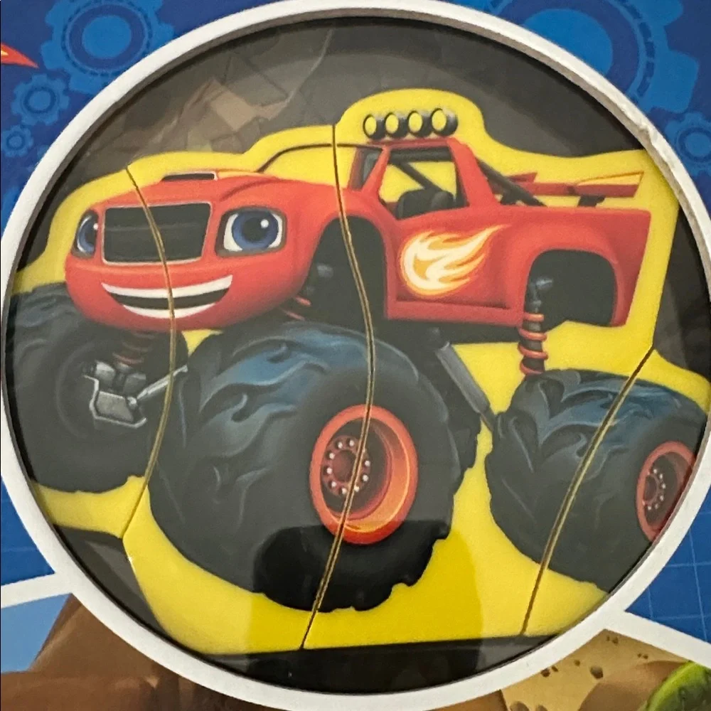 Nickelodeon Blaze Monster Machines Book & Block Puzzle Set - Red and Blue
